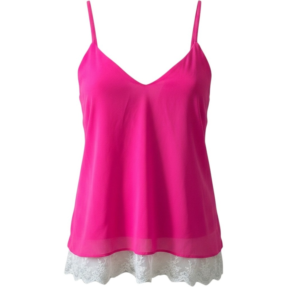 NWOT‎ S UMGEE hot pink lace trim racer back spaghetti tank blouse flowing party